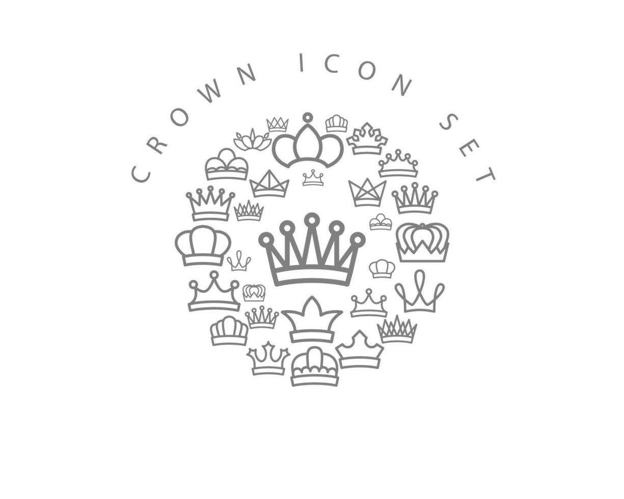 Crown icon set design on white background. vector