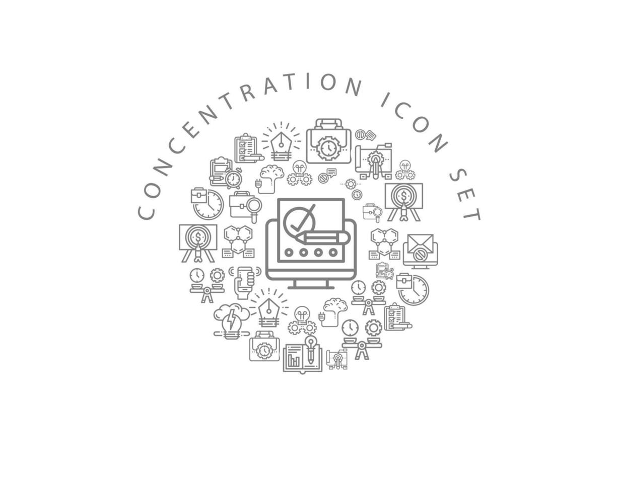 Concentration icon set design on white background. vector