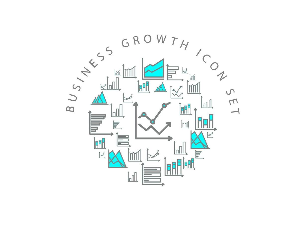Business growth icon set design on white background. vector