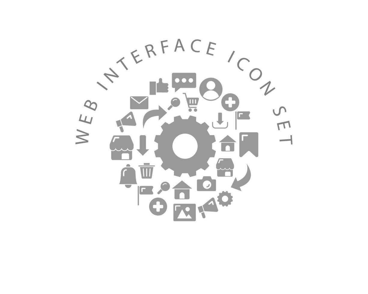 Web interface icon set design on white background. vector