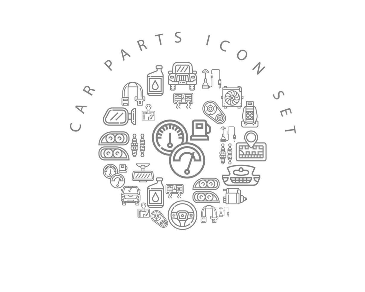 Car parts icon set design on white background. vector