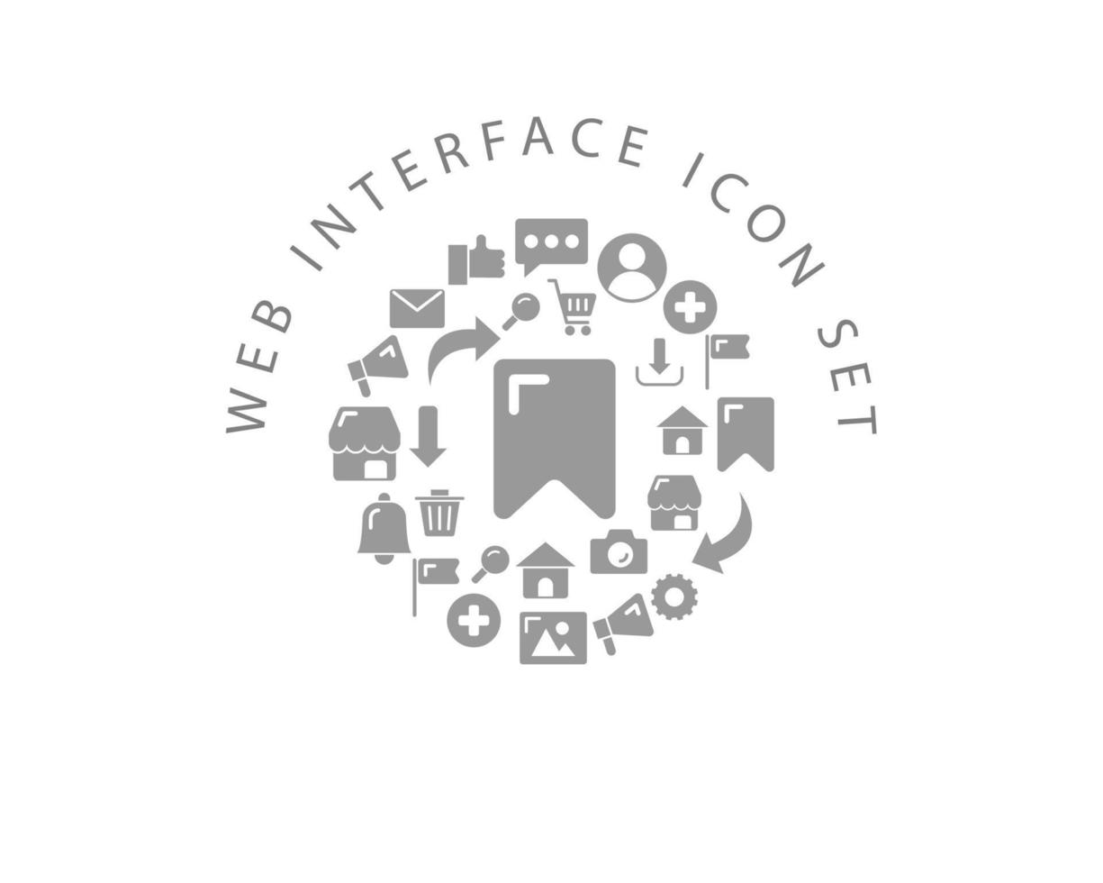 Web interface icon set design on white background. vector