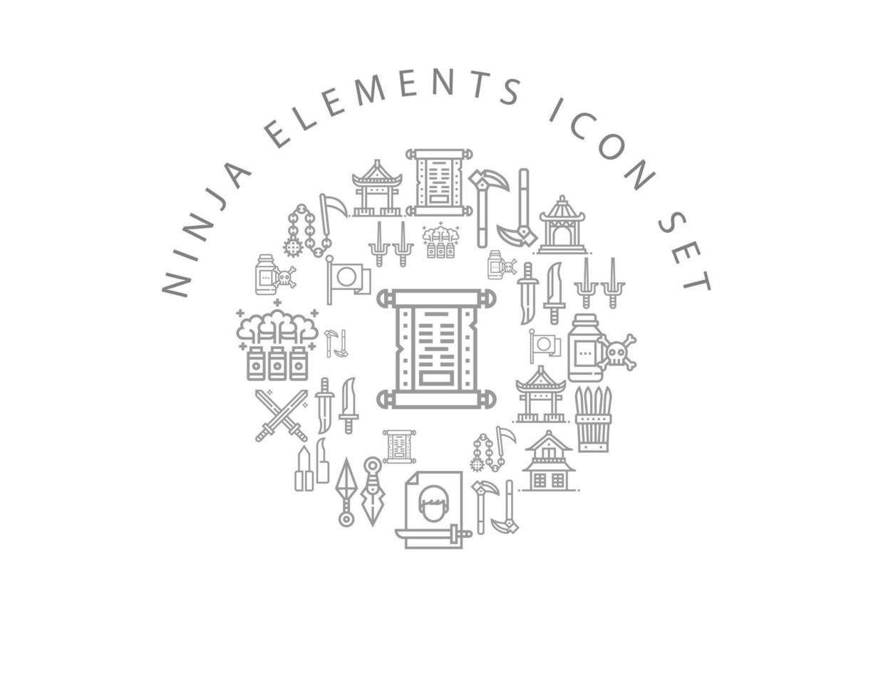 Ninja icon set design on white background vector