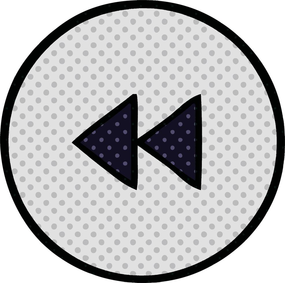 comic book style cartoon rewind button vector