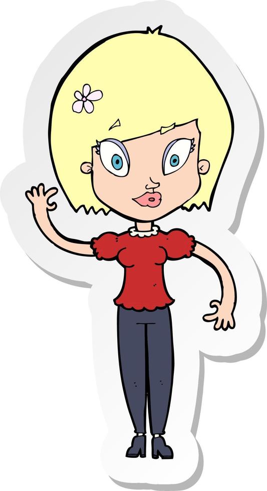 pegatina de una mujer bonita de dibujos animados saludando 10735176 Vector en Vecteezy pegatina de una mujer bonita de dibujos animados saludando 10735176 Vector en Vecteezy