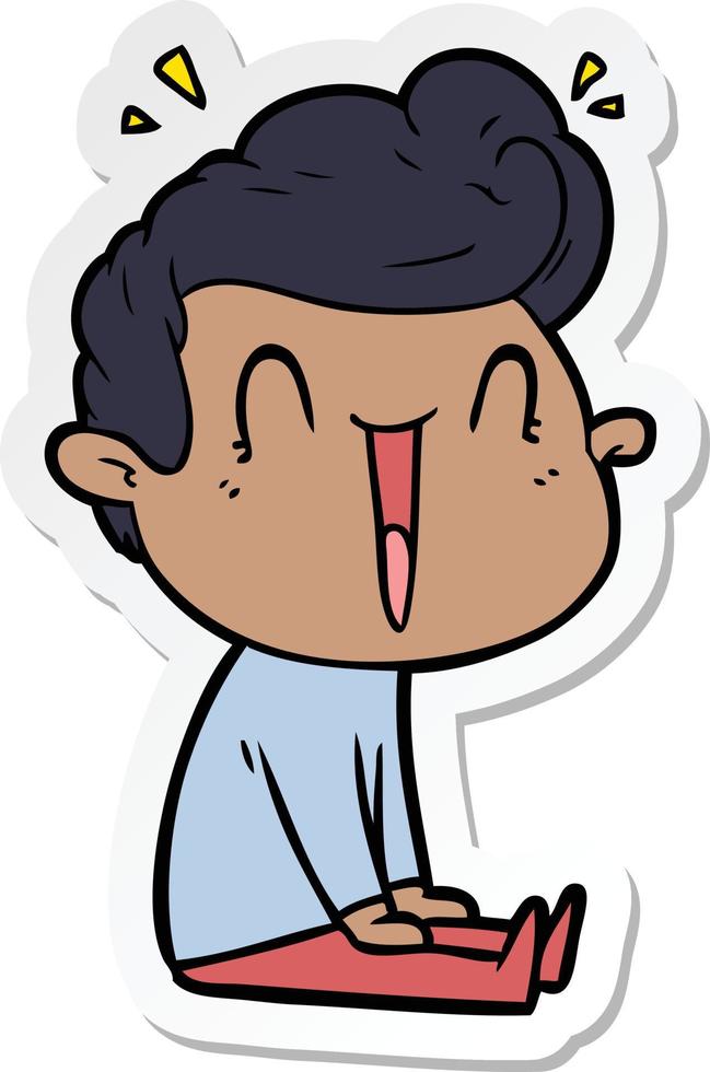 sticker of a cartoon excited man vector