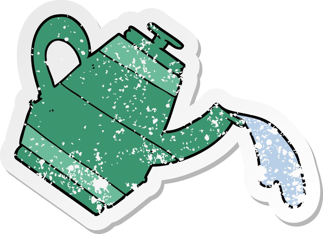 distressed sticker of a cartoon kettle vector