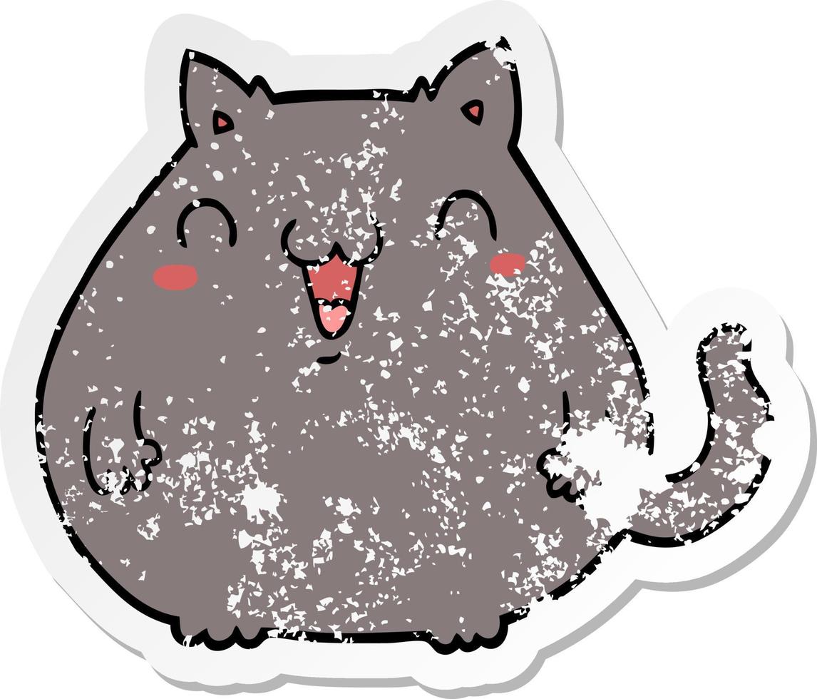distressed sticker of a cartoon cat vector