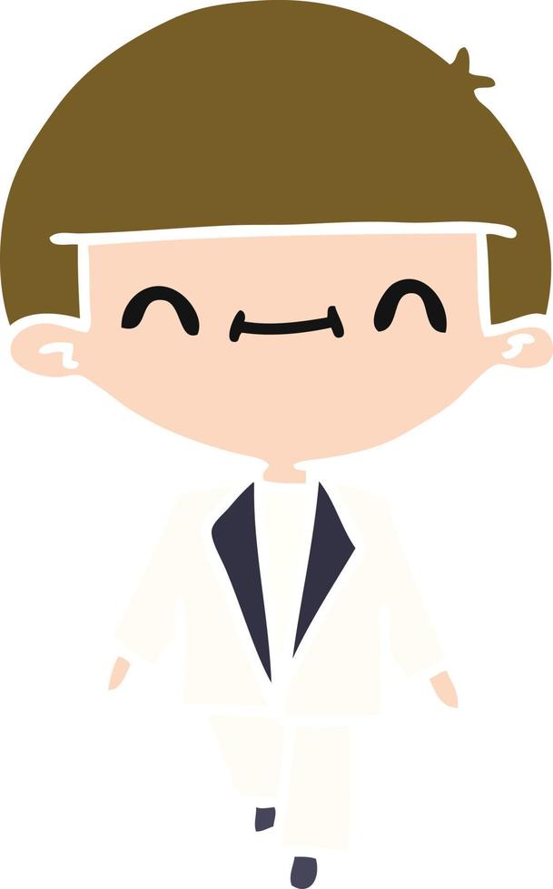 caricatura, de, lindo, kawaii, niño, en, traje vector