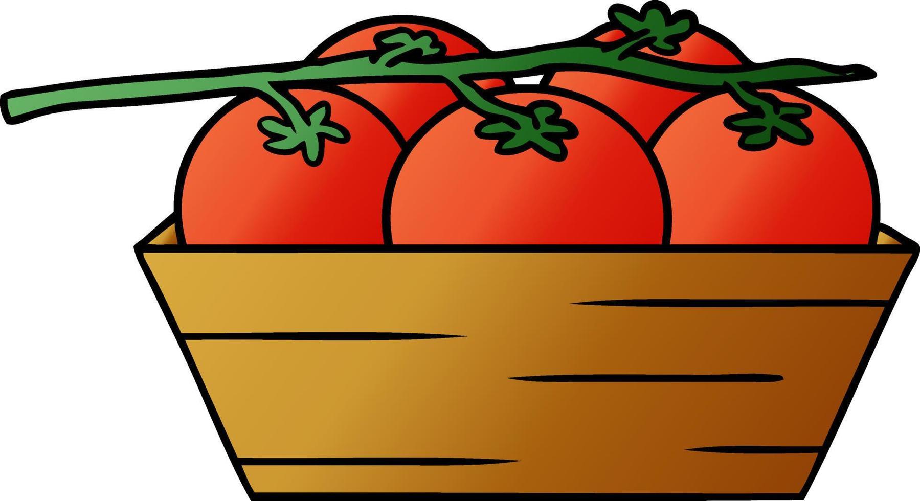 gradient cartoon doodle of a box of tomatoes vector