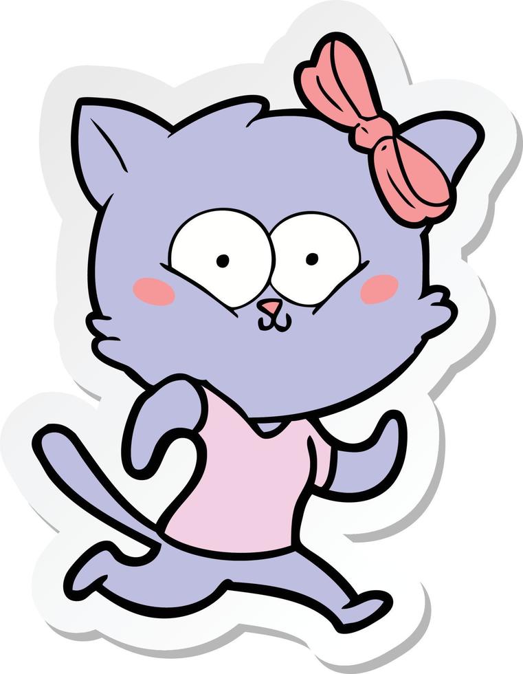 sticker of a cartoon cat vector