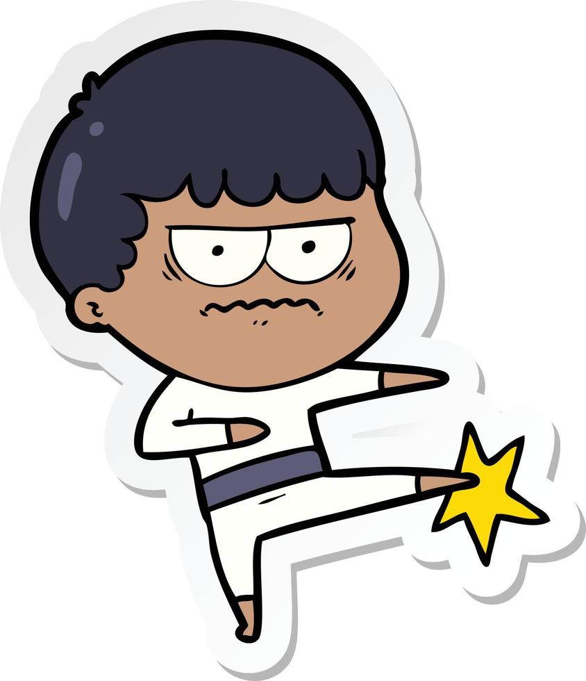 sticker of a cartoon annoyed man vector