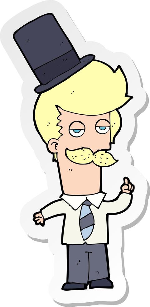 sticker of a cartoon man wearing top hat vector