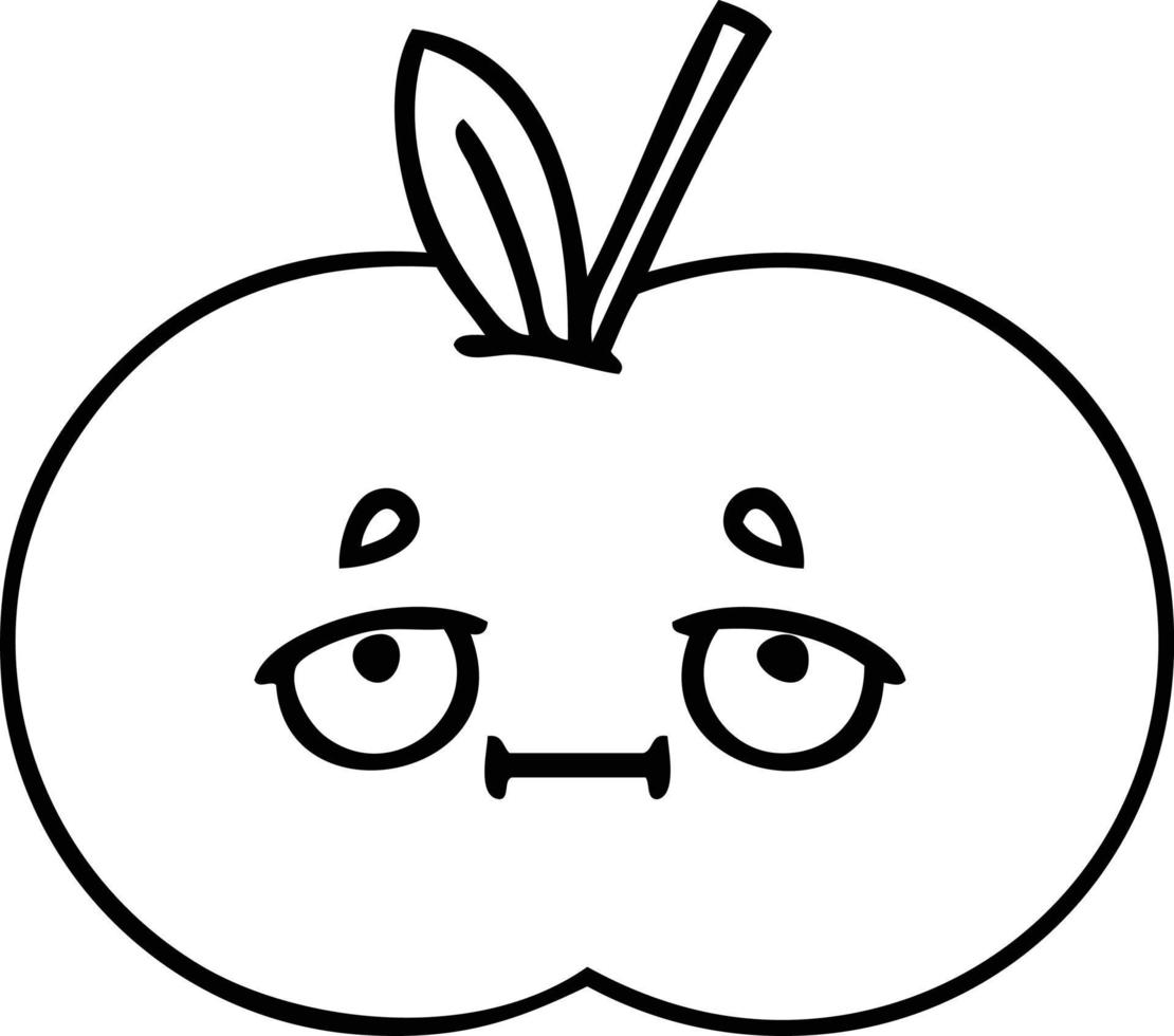 manzana jugosa de dibujos animados de dibujo lineal vector