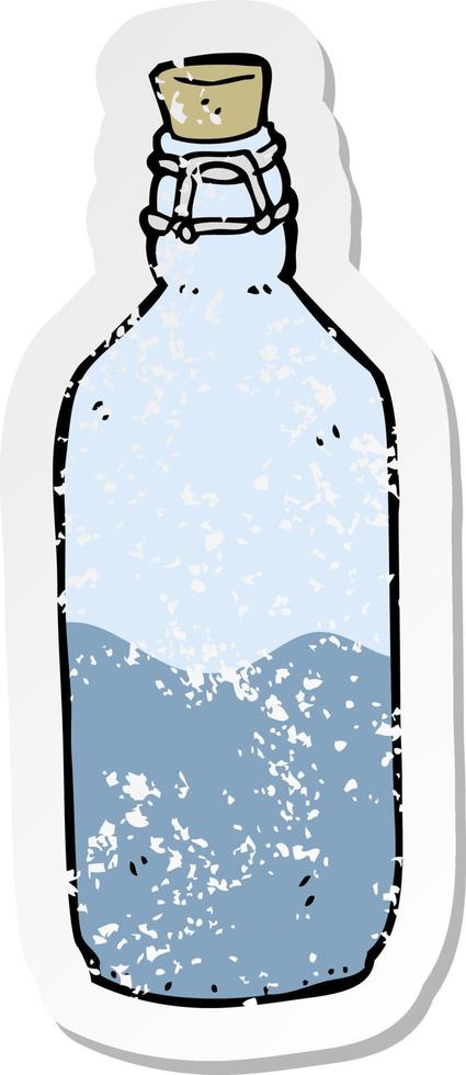 retro distressed sticker of a cartoon water bottle vector