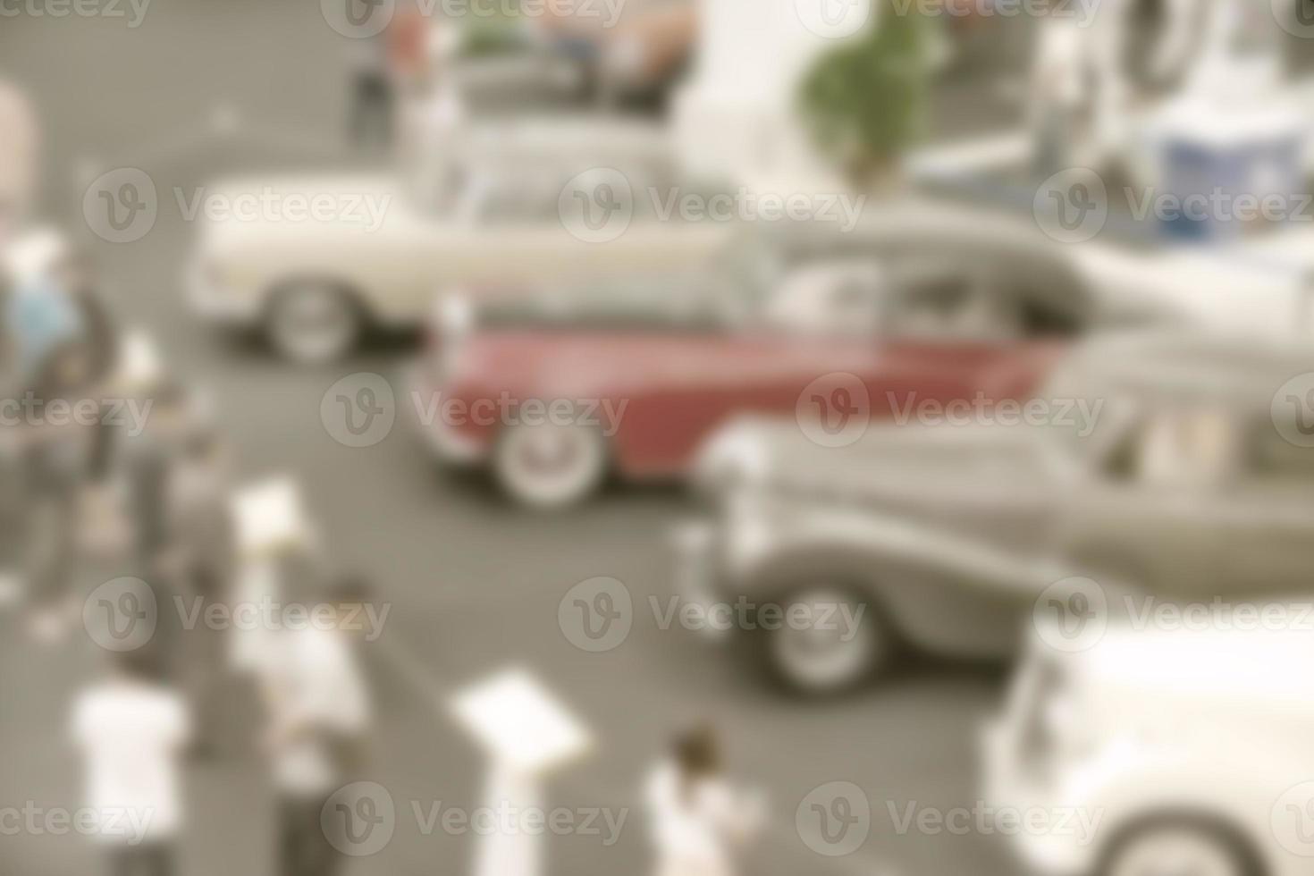 vintage car show room blurry background photo