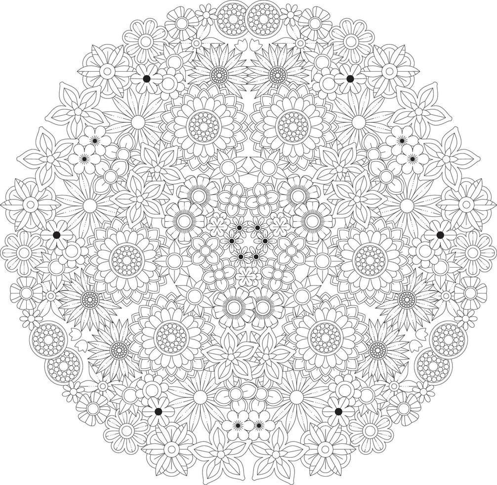 mandala floral colorear página adultos kdp interior vector