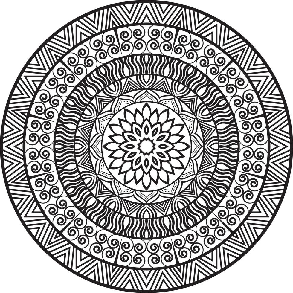 Decorative Mandala design line art, traditional Diwali Rangoli art for PowerPoint presentation. vector