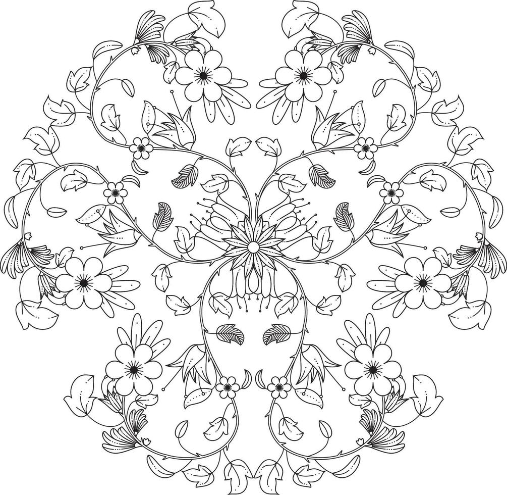 Mandala Floral Coloring Page Adults KDP Interior vector