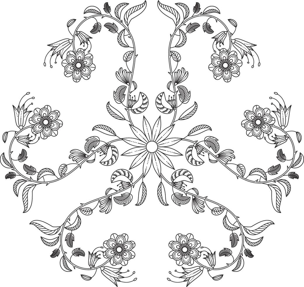 Mandala Floral Coloring Page Adults KDP Interior vector