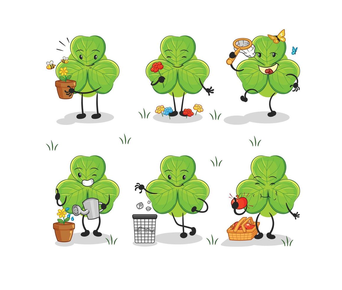 clover luck character illustration vector