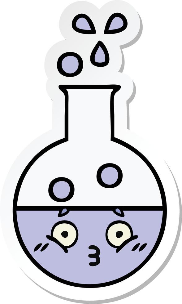 sticker of a cute cartoon test tube vector