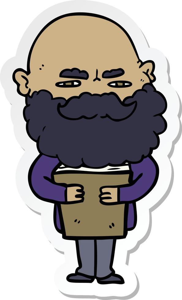 sticker of a cartoon man with beard frowning vector