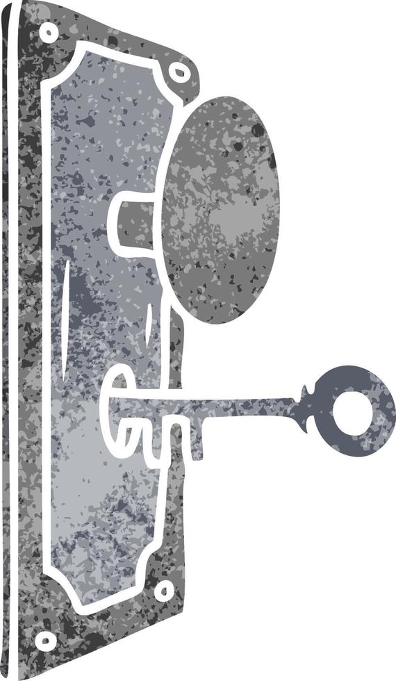 retro cartoon doodle of a door handle vector