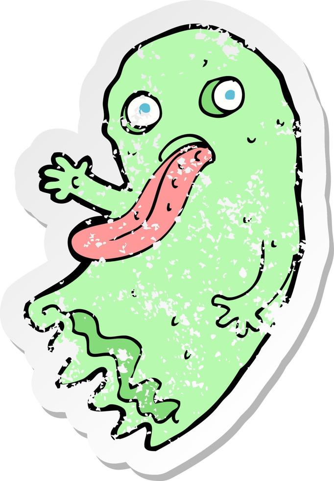 retro distressed sticker of a gross cartoon ghost vector