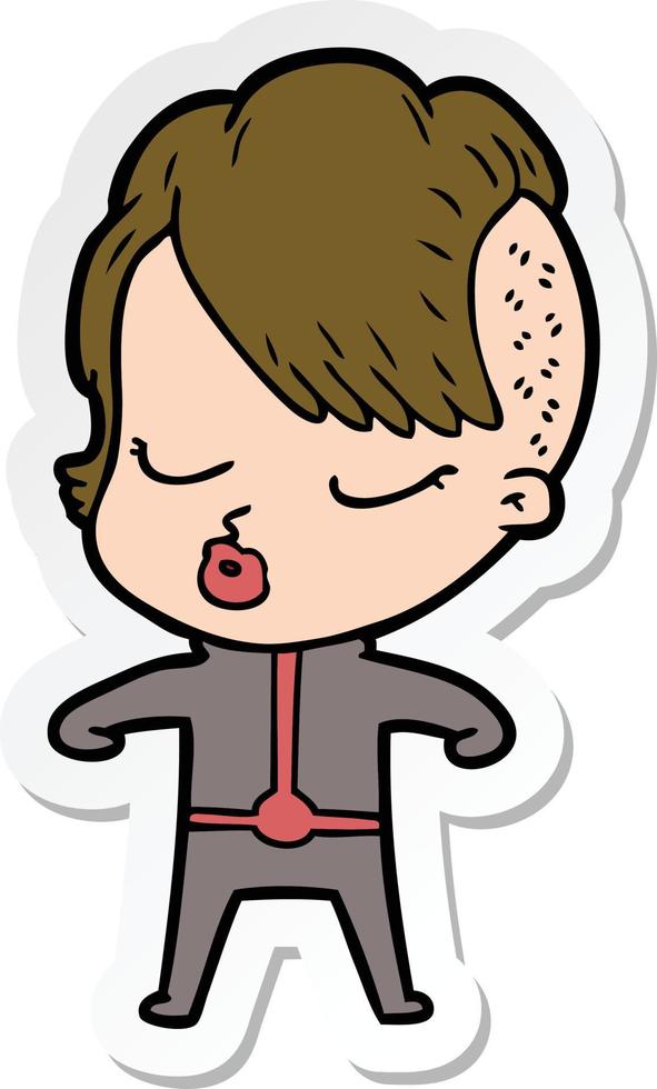 sticker of a cartoon pretty hipster girl vector