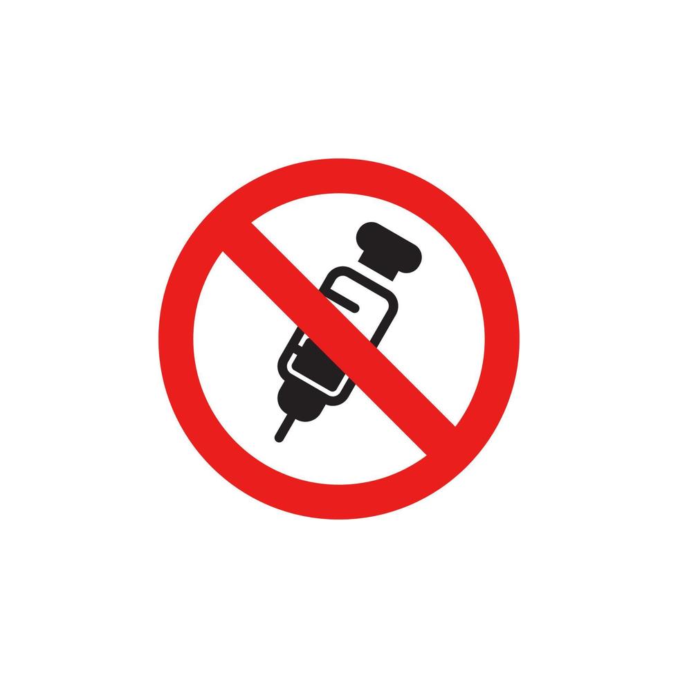 icono de inyección de prohibición eps 10 vector