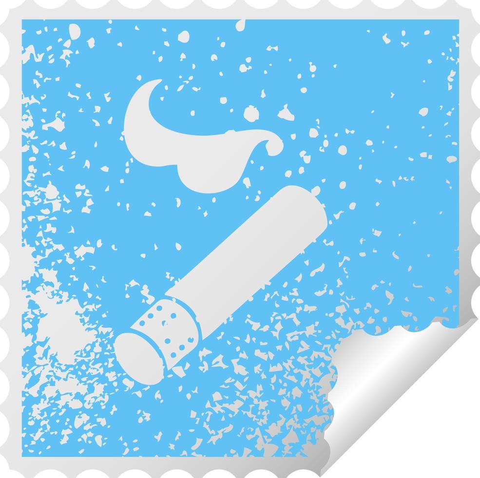 distressed square peeling sticker symbol smoking cigarette vector