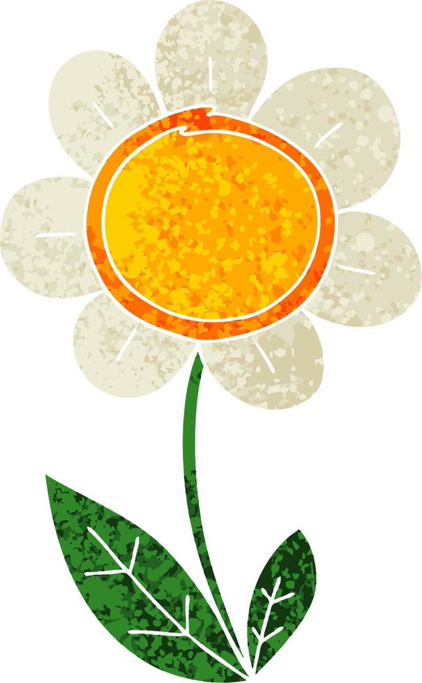 quirky retro illustration style cartoon daisy vector