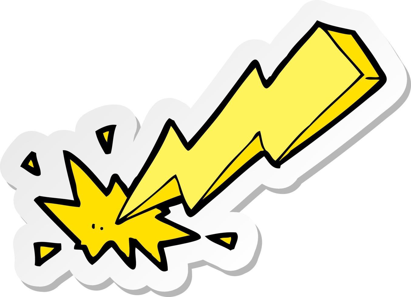 sticker of a cartoon thunderbolt vector