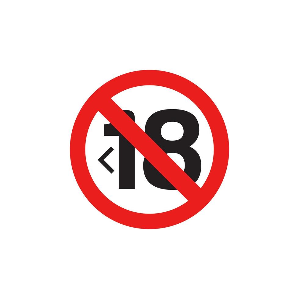 prohibición 18 más icono eps 10 vector