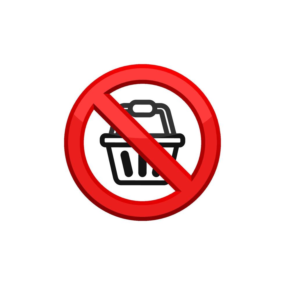 icono de cesta de compras de prohibición eps 10 vector