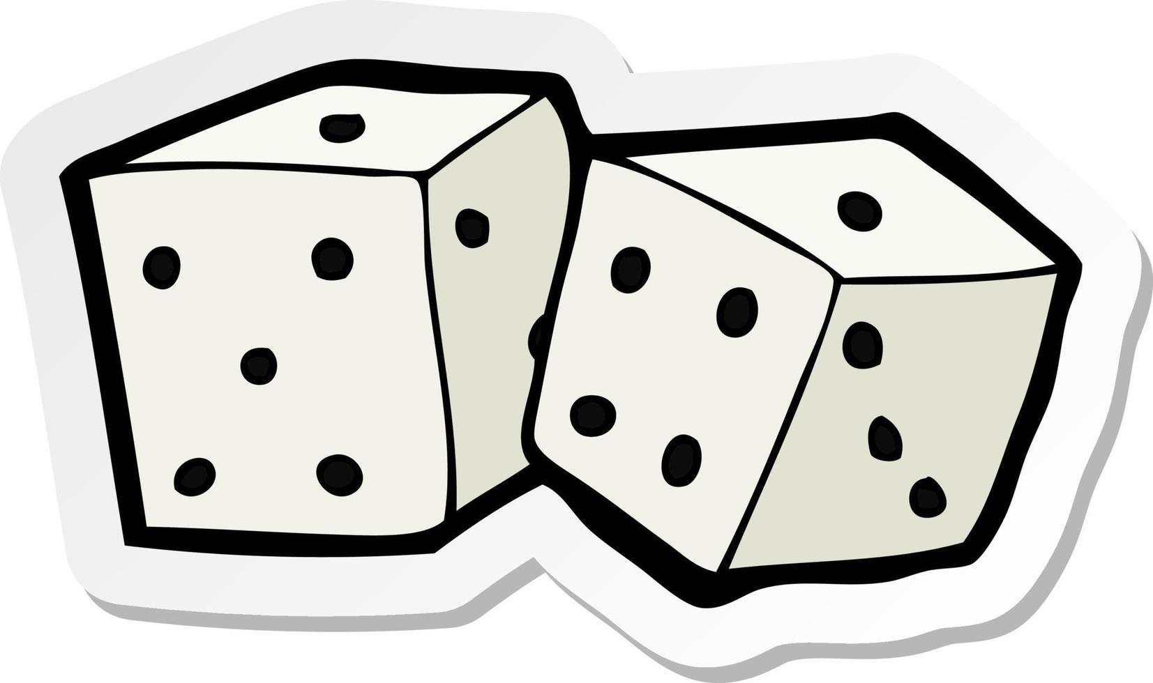 sticker of a cartoon dice vector