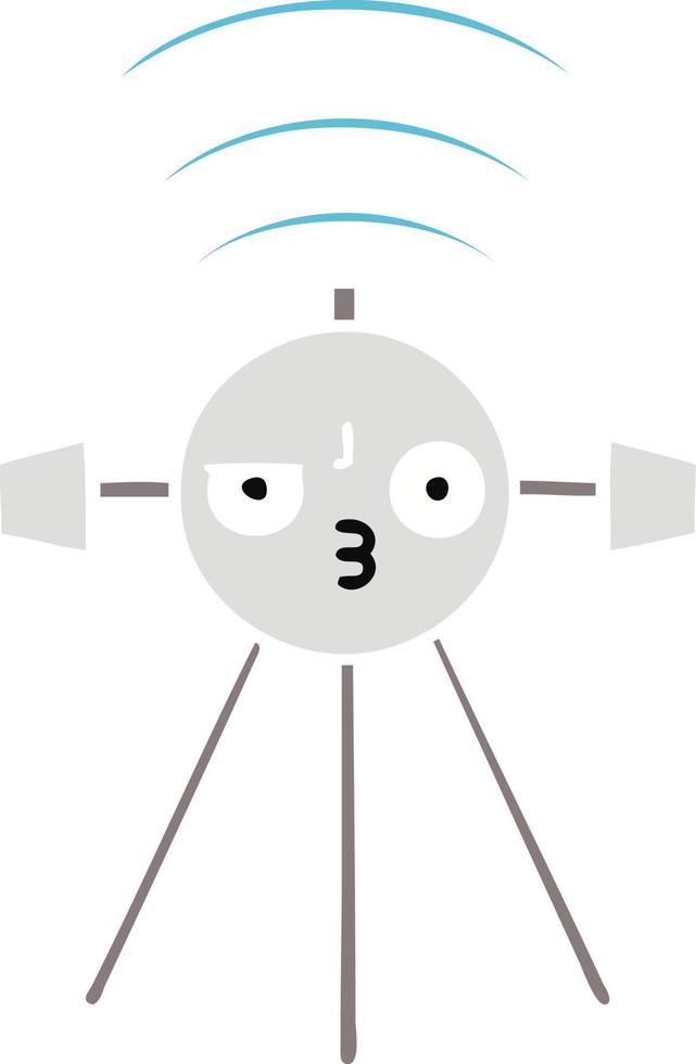 flat color retro cartoon satellite vector