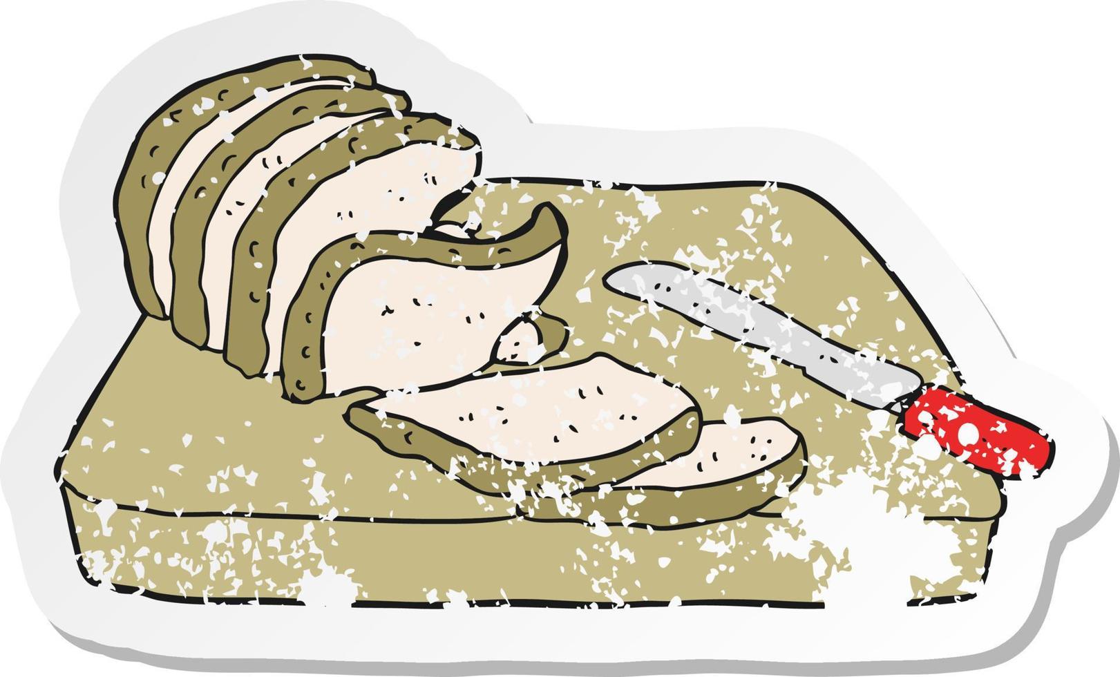 retro distressed sticker of a cartoon sliced bread vector