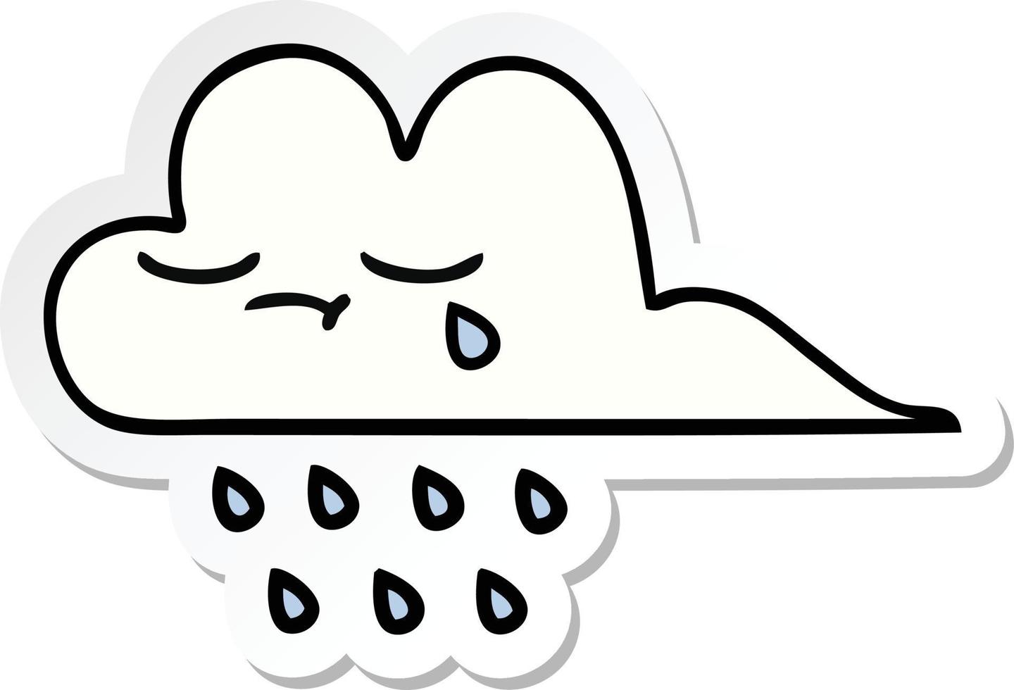 sticker of a cute cartoon rain cloud vector