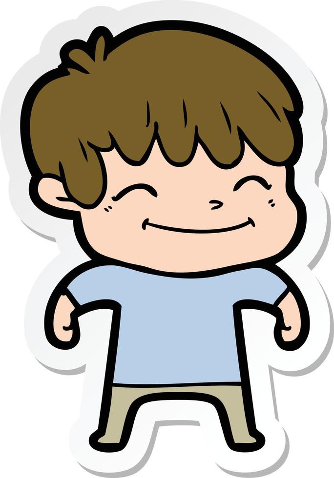 sticker of a happy cartoon boy vector