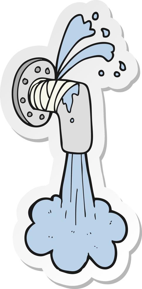 sticker of a cartoon leaky pipe vector