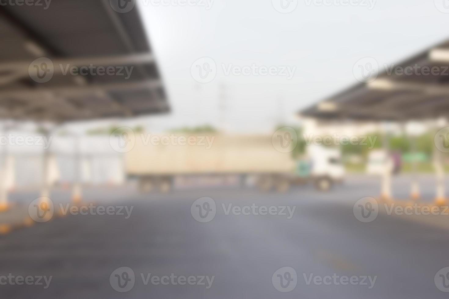 Car parking lot with truck blur background ,Abstract Blurred photo