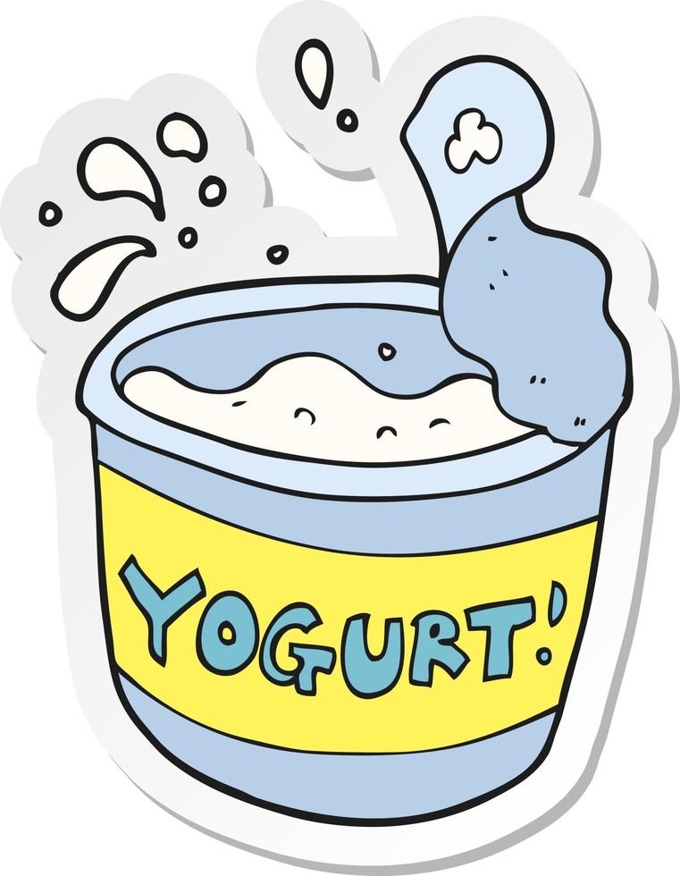 sticker of a cartoon yogurt vector