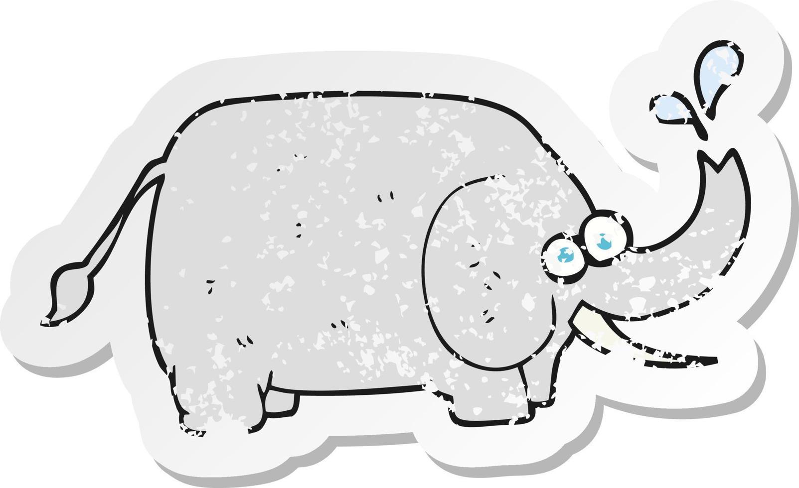 retro distressed sticker of a cartoon elephant vector