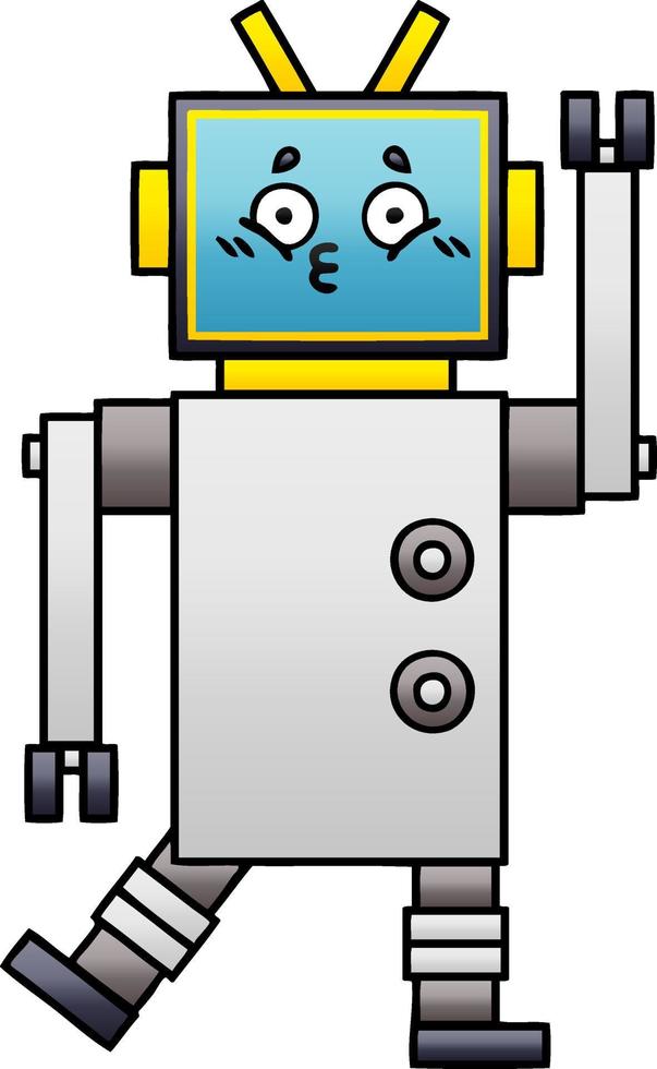 robot de dibujos animados sombreado degradado vector