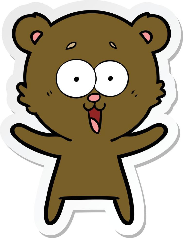 sticker of a laughing teddy  bear cartoon vector