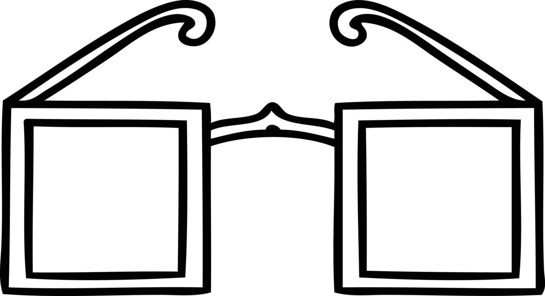 line drawing cartoon square glasses vector