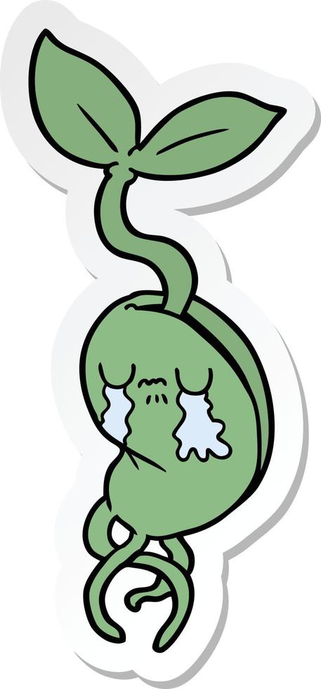 sticker of a cartoon sprouting seedling vector