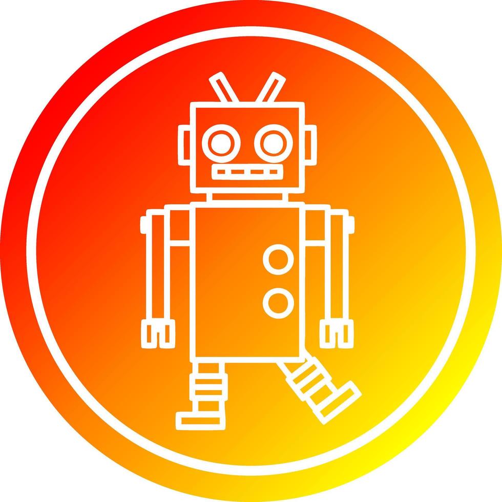 dancing robot circular in hot gradient spectrum vector